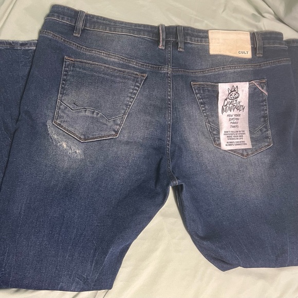 Cult of Individuality Blue Slim cut Jeans with Faded Details